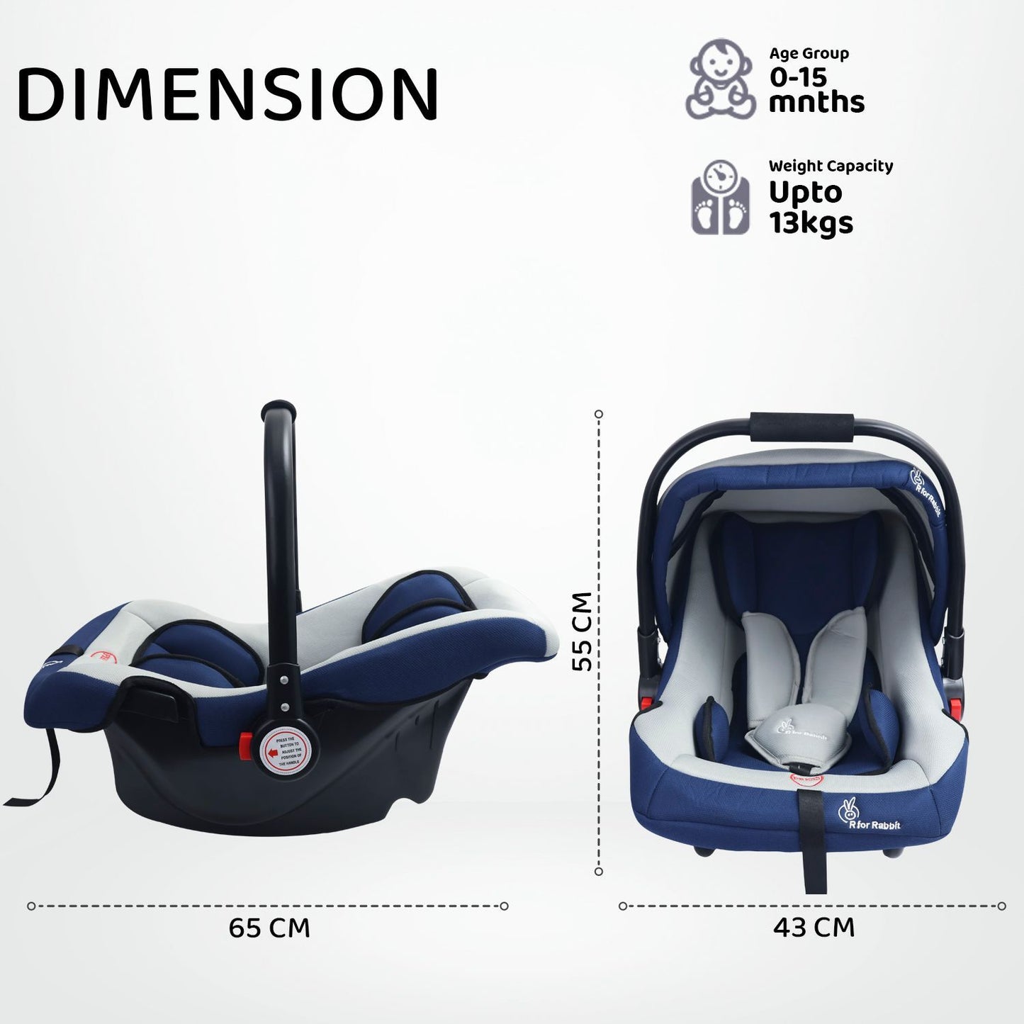 R for Rabbit Cozy 3 In 1 Multipurpose Baby Carry Cot Blue Grey