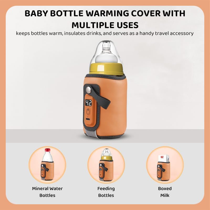 StarAndDaisy Bottle Warmer for Babiesl, Water Warmer with Adjustable Temperature Control Portable & USB, Constant Temperature Control Technology, Baby Feeding Bottle Warmer -Orange