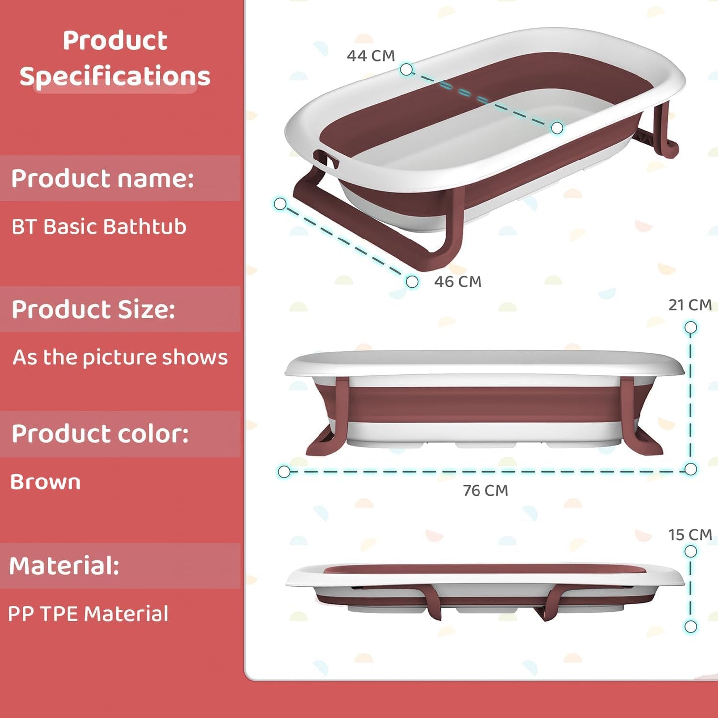 StarAndDaisy Baby Bath Tub for 0 to 5 Years/Foldable Bath Tub for Kids 0-3 Years with Space Saving, Newborn Baby Folding Bathing Tub Girls & Boys with Soap Tray, Easy to Store (BT - Brown)