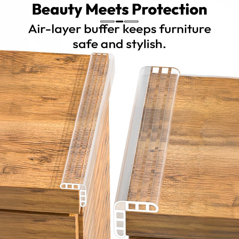 Baby Proofing Edge Protector Strip 2M – Transparent Silicone Edge Guard with Adhesive – Safe Cushion for Infants, Toddlers & Kids – Table & Furniture Protection -35MM