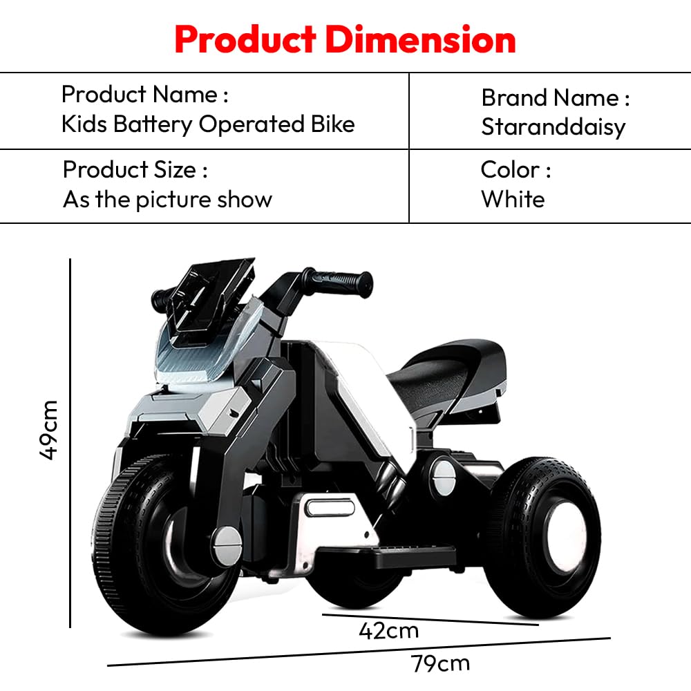 StarAndDaisy Electric Ride-On Vehicle for Kids & Toddler – 3 Wheel Rechargeable 6V Bike for Baby Child with LED Lights, Bluetooth Music, USB, Large Seat & Wide Tyre (Yellow)