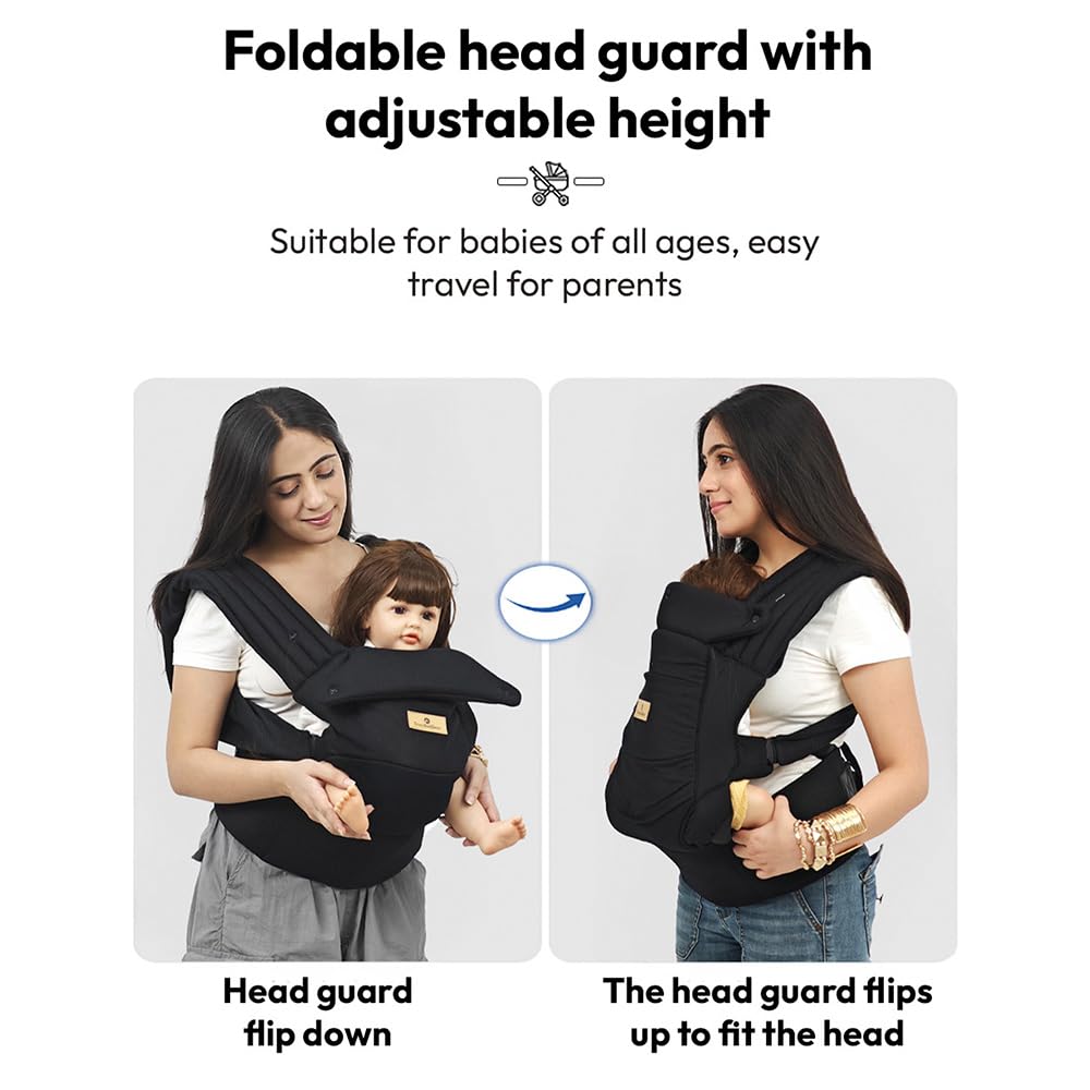 StarAndDaisy 4-in-1 Baby Carrier for 0 to 3 Year Baby/Kangaroo Bag with Comfortable Soft Hip Seat/Baby Carrier - 4 Carrying Positions with 2 Storage Pockets - Blue (Black)