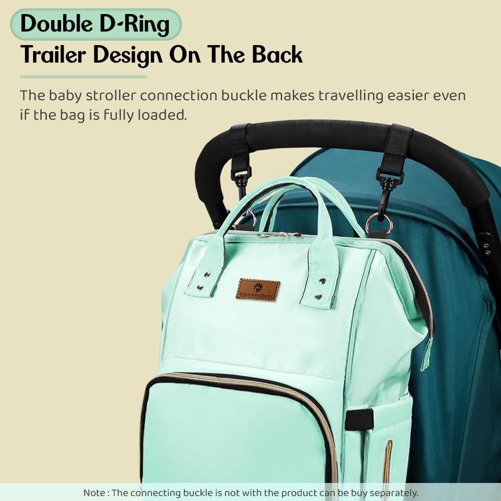 StarAndDaisy Diaper Bag for Mothers for Travel – 27L Lightweight Waterproof Leatherite Diaper Bag/Baby Bag for Mother Travel with 15 Multi-Purpose Pockets & Quick Access Diaper Pocket - Green