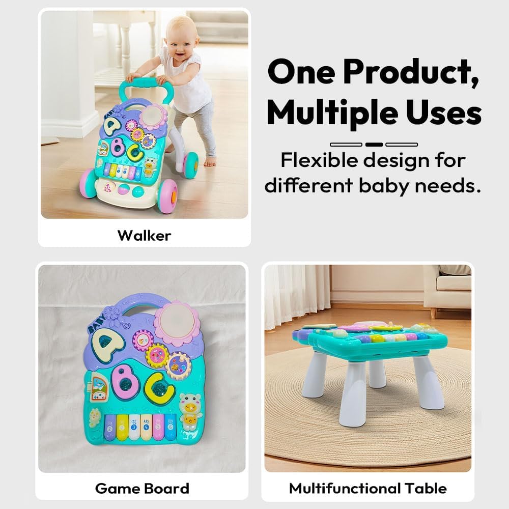 Uonibaby by StarAndDaisy Baby Multiactivity Push Walker with Doodle, for Infants & Toddlers Touch Senser, Educational Elements and Stable & Safe Design