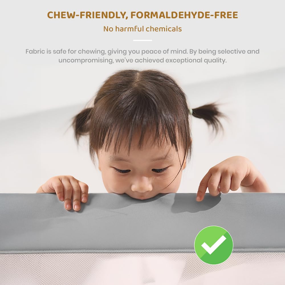 StarAndDaisy Baby Bed Guard Rail with U-Full Body Support Frame, Adjustable Height/Portable Single Side Bed Rail for Infant & Toddler's Safety (Grey & White-1.5 M)