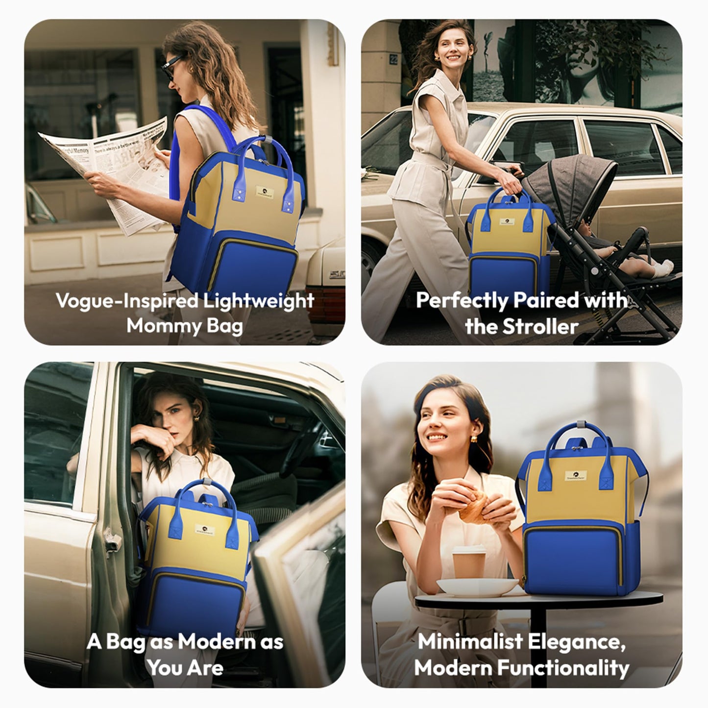 StarAndDaisy Diaper Bag for Mothers for Travel / 30L Lightweight Maternity Bag with 3 Insulated Bottle Pockets/Baby Bag for Mother Travel & Diaper Bag for Baby – Blue Yellow