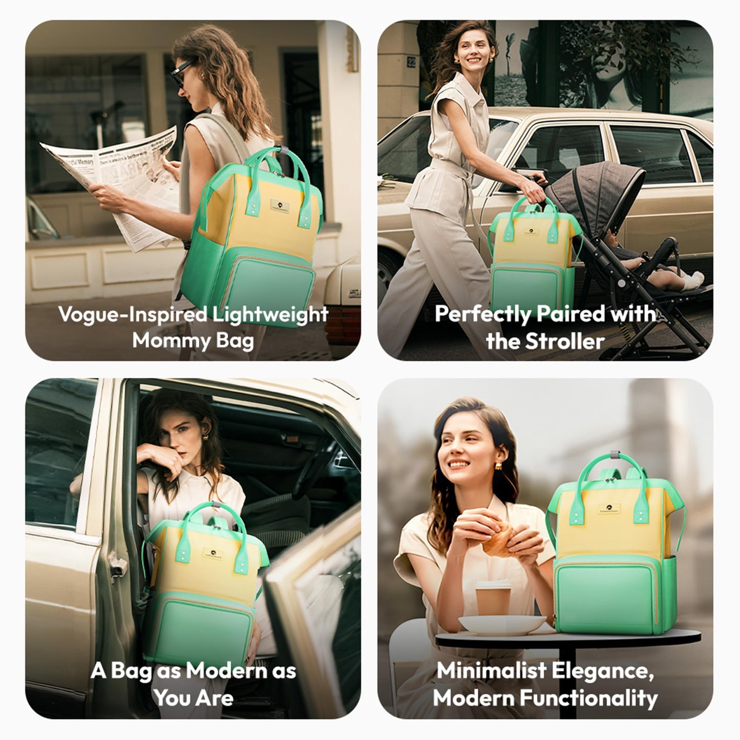 StarAndDaisy Diaper Bag / 30L Lightweight Diaper Bag for Mothers for Travel with 3 Insulated Bottle Pockets/Baby Bag for Mother Travel & Hospital Bag for Baby – Green Yellow