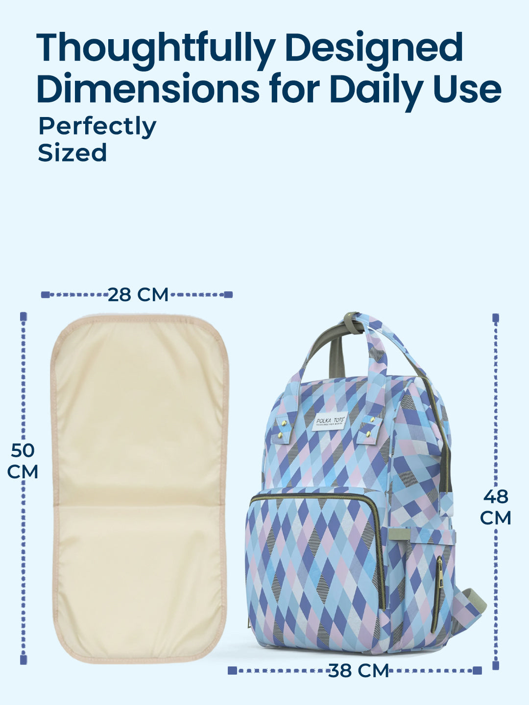Polka Tots Diaper Bag Large Capacity With 17 Pockets For Moms & Dads - Checks