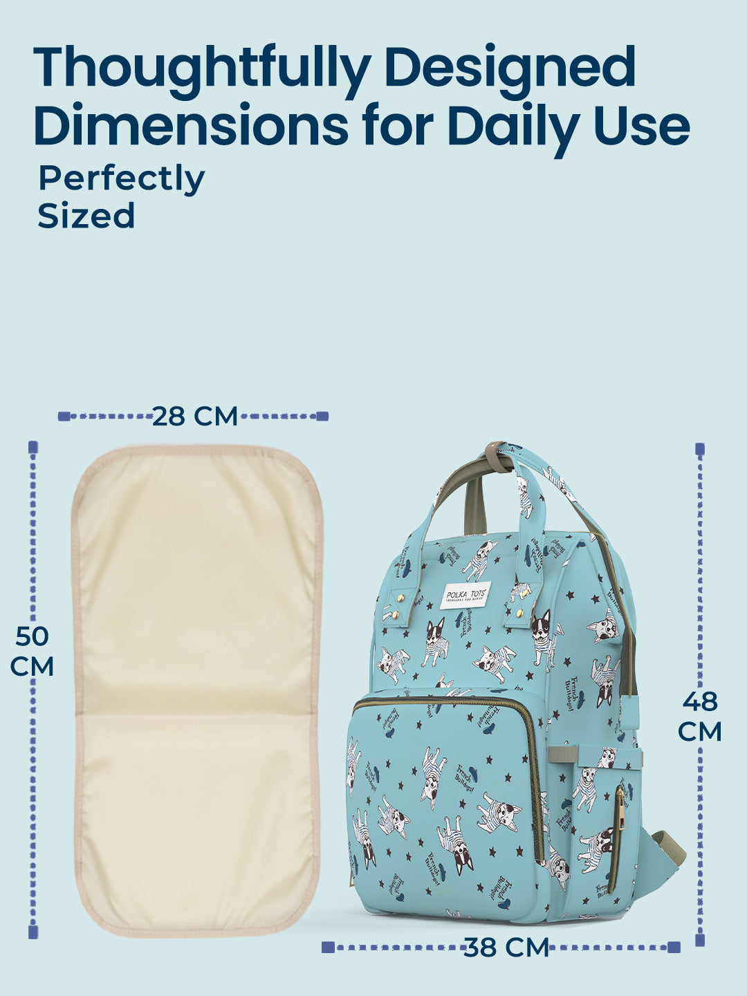 Polka Tots Diaper Bag Large Capacity With 17 Pockets For Moms & Dads - Bull Dog