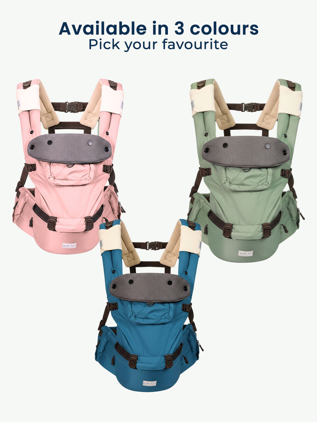 Polka Tots 6 in 1 Blue Hip Seat Baby Carrier with Airbag Seat