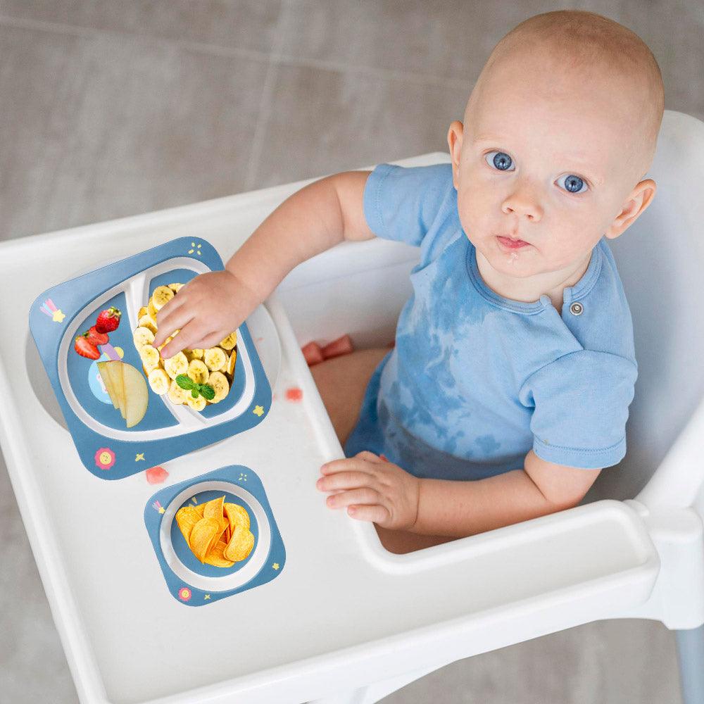 Polka Tots Eco Friendly 5 Pc Bamboo Fiber Dinner Set For Toddler (Space)
