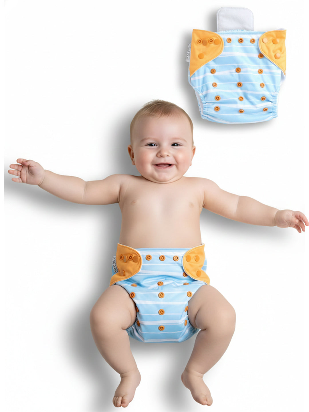 Polka Tots Reusable & Washable Fleece Cloth Diapers with 1 Liner, Penguin Print