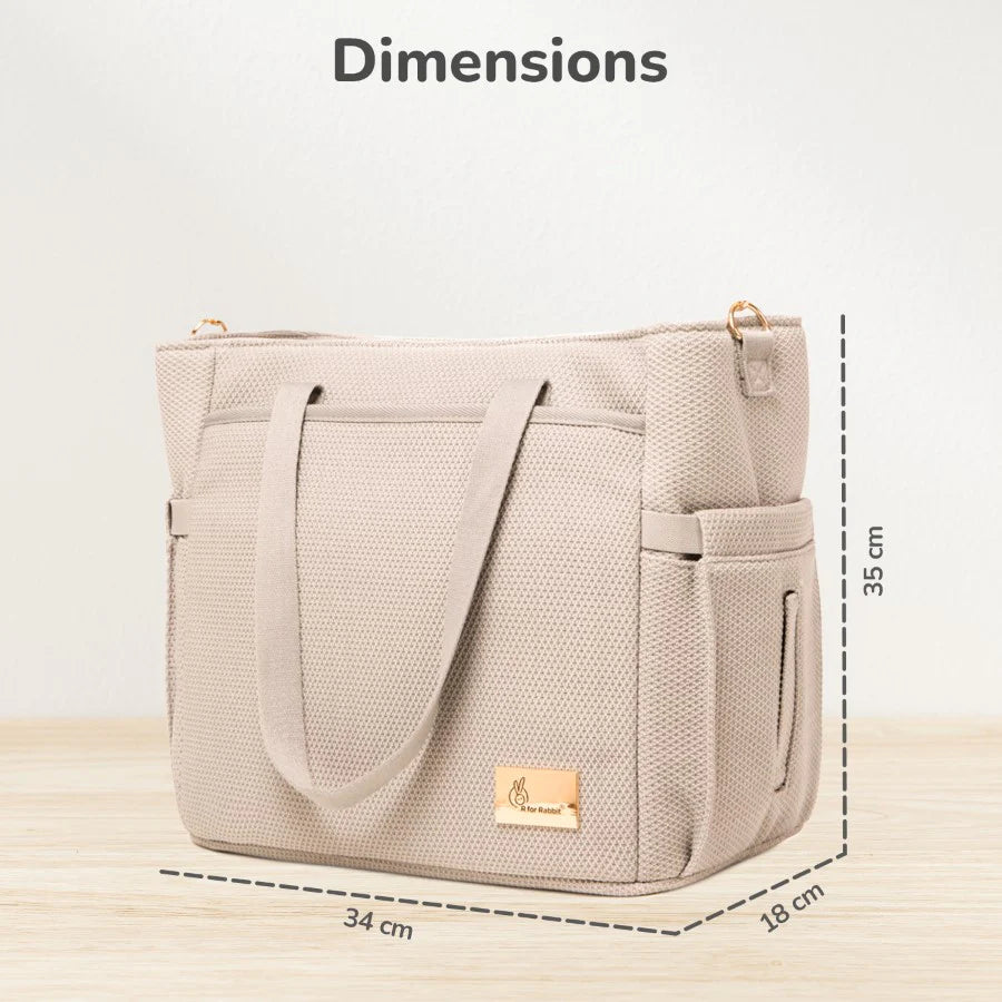 R For Rabbit Caramello Tote Multi Purpose Diaper Bag With Spacious Storage, Beige