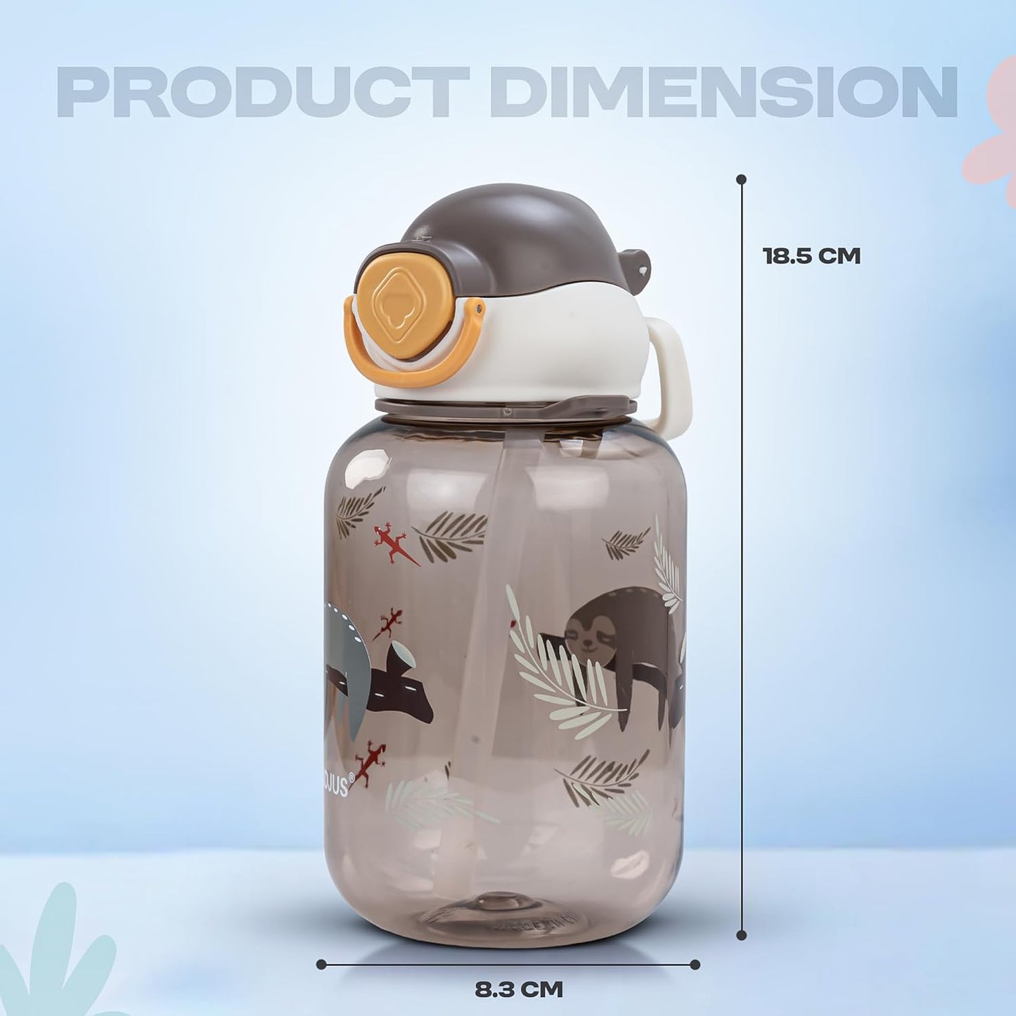 Baybee Univio Baby Sipper Bottle for Kids | Drinking Water Bottle for School Kids with Soft Silicone Straw & Adjustable Strap | Leak Proof BPA-Free 750ml Sippy Water Bottle for Kids,Boys Girls (Brown)