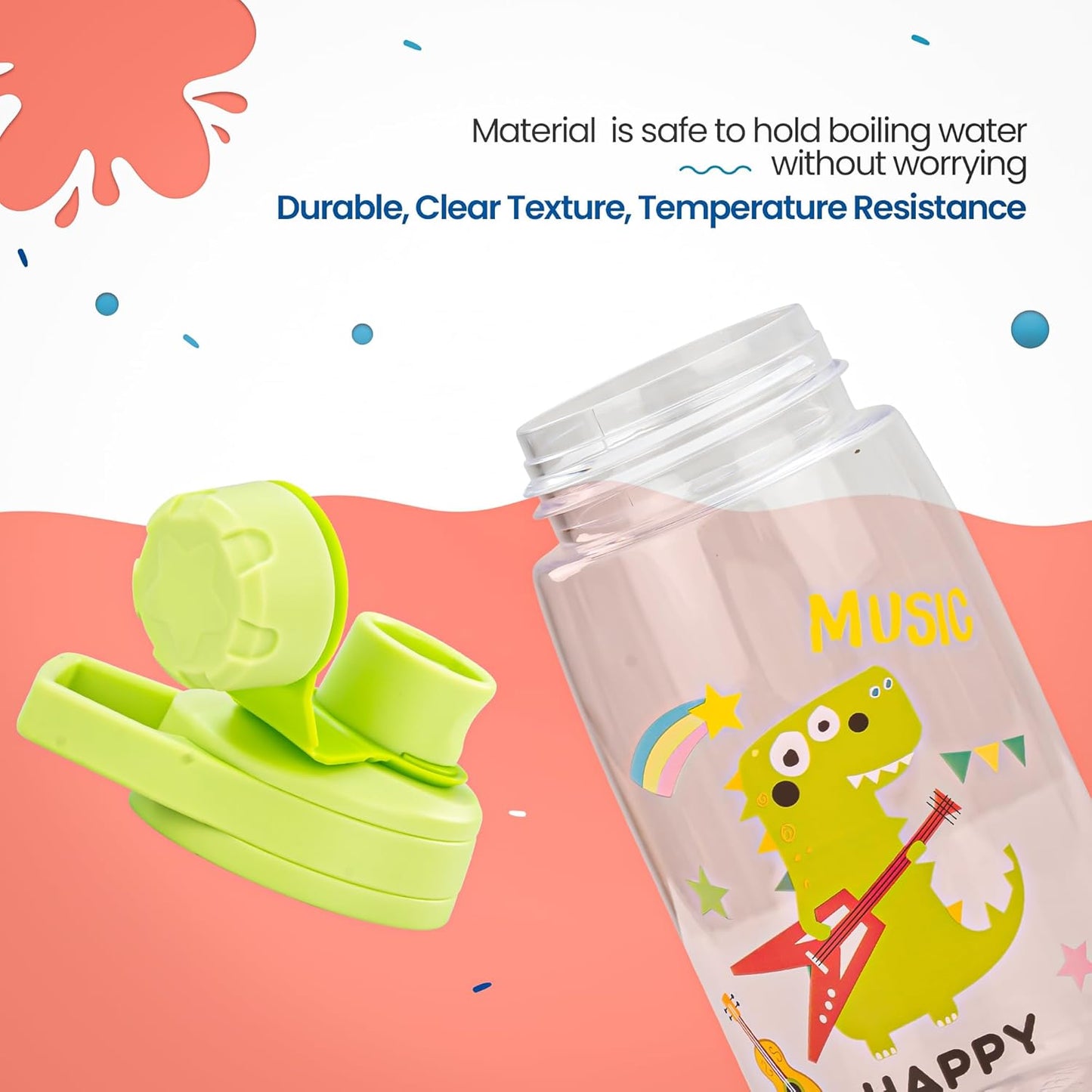 BAYBEE Joy Baby Sipper Water Bottle for Kids | Spill-Proof & BPA Free Safe Sippy Water Bottle 480ml for Kids 6+ Months | Drinking Training Sipper Bottle for School Kids & Toddlers, Boys Girls (Green)