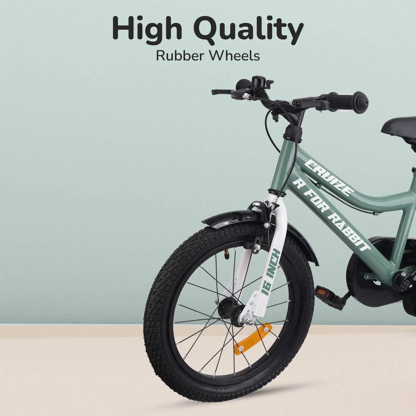 R for Rabbit Cruize Bicycle For Kids 16 Inch 90% Plug N Play Installation Olive Green