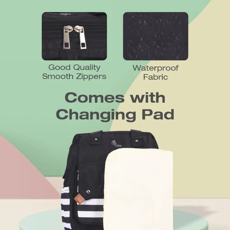 R For Rabbit Caramello Delight Smart Diaper Backpack Bag, Black Stripes