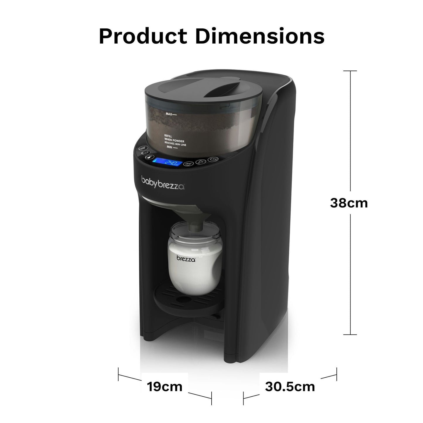 Baby Brezza New and Improved Formula Pro Advanced Formula Dispenser Machine - Automatically Mix a Warm Formula Bottle Instantly - Easily Make Bottle with Automatic Powder Blending, Charcoal