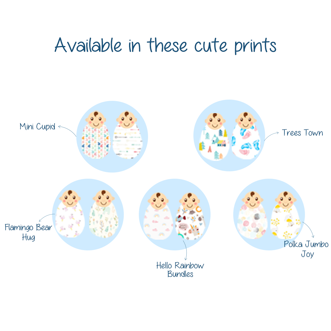 Polka Tots White Rainbow Mist & Hello Baby Muslin Cotton Swaddles (Pack of 2)