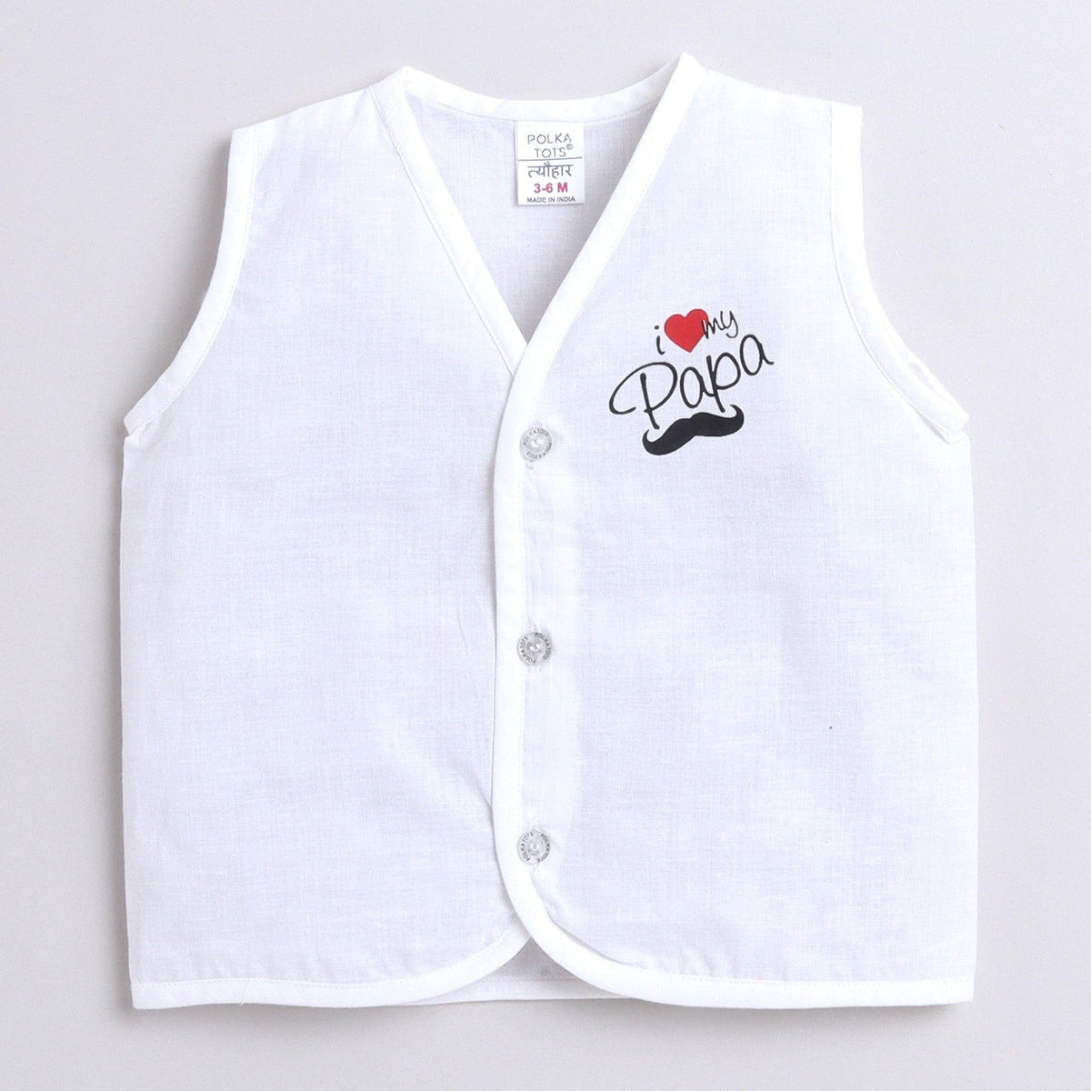 Polka Tots Unisex Multi-Color Cotton Sleeveless Jablas (Pack Of 3) (0 Months)