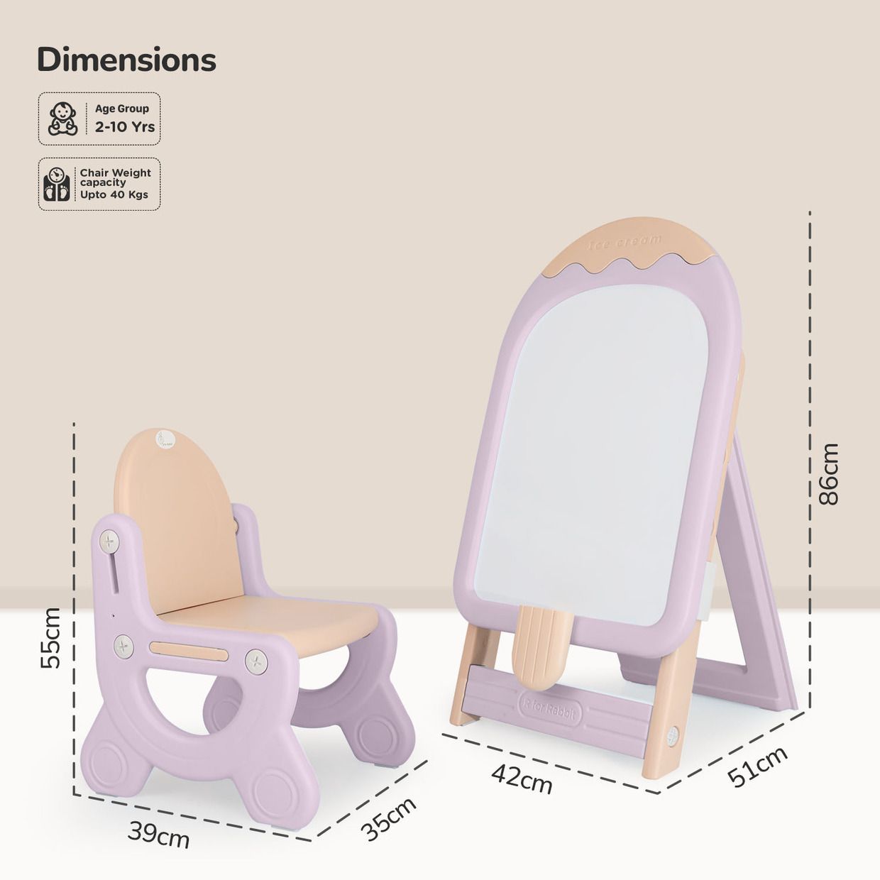 R for Rabbit Little Genius Candy- Set of Board & Chair Purple