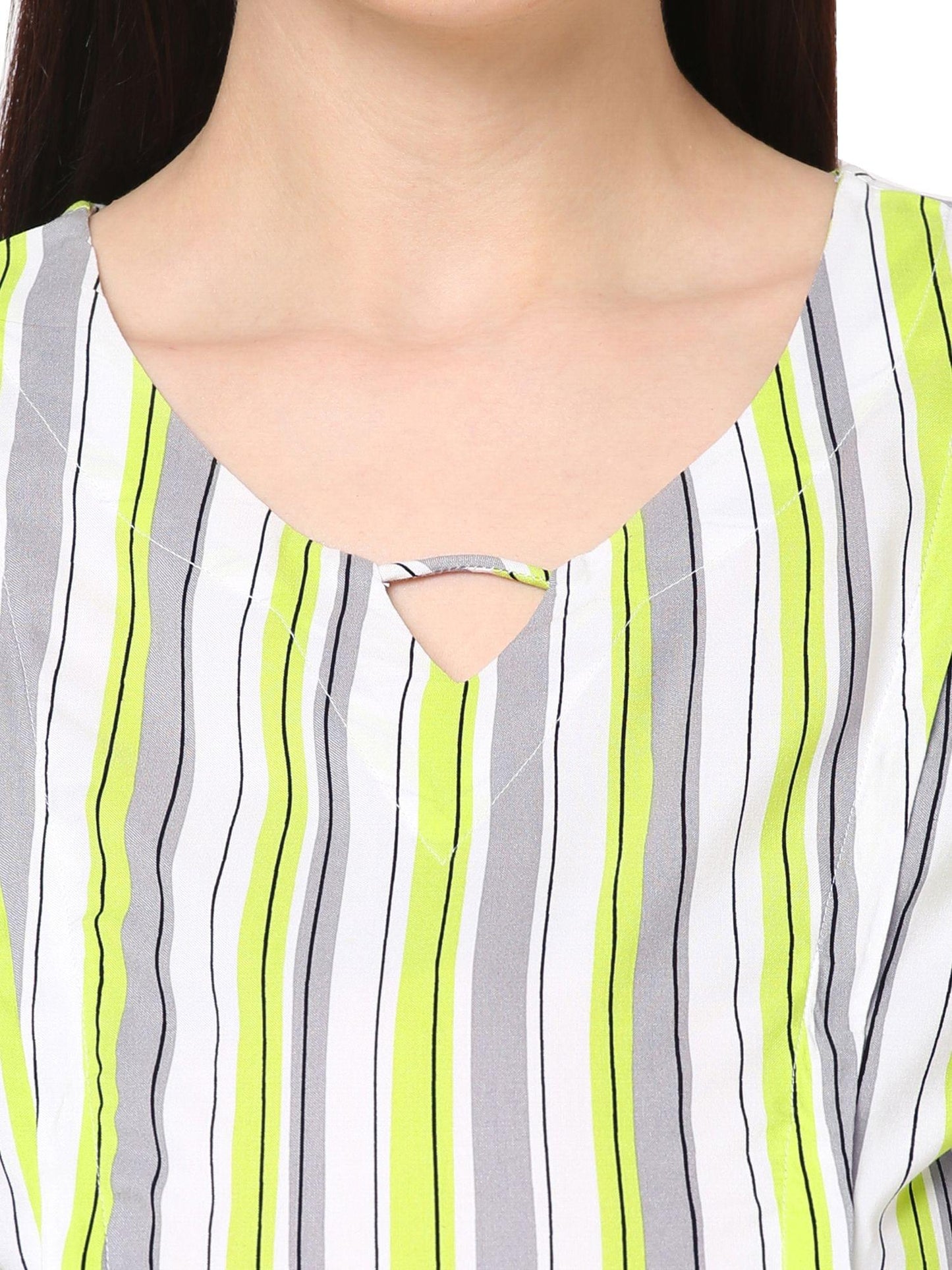 Mystere Paris Stylish Striped Rayon Maternity Top