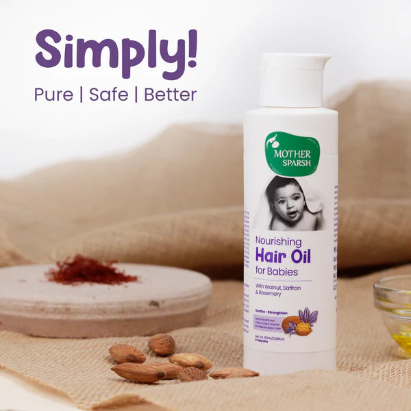 Mother Sparsh Nourishing Baby Hair Oil - Enriched with Saffron & Almond