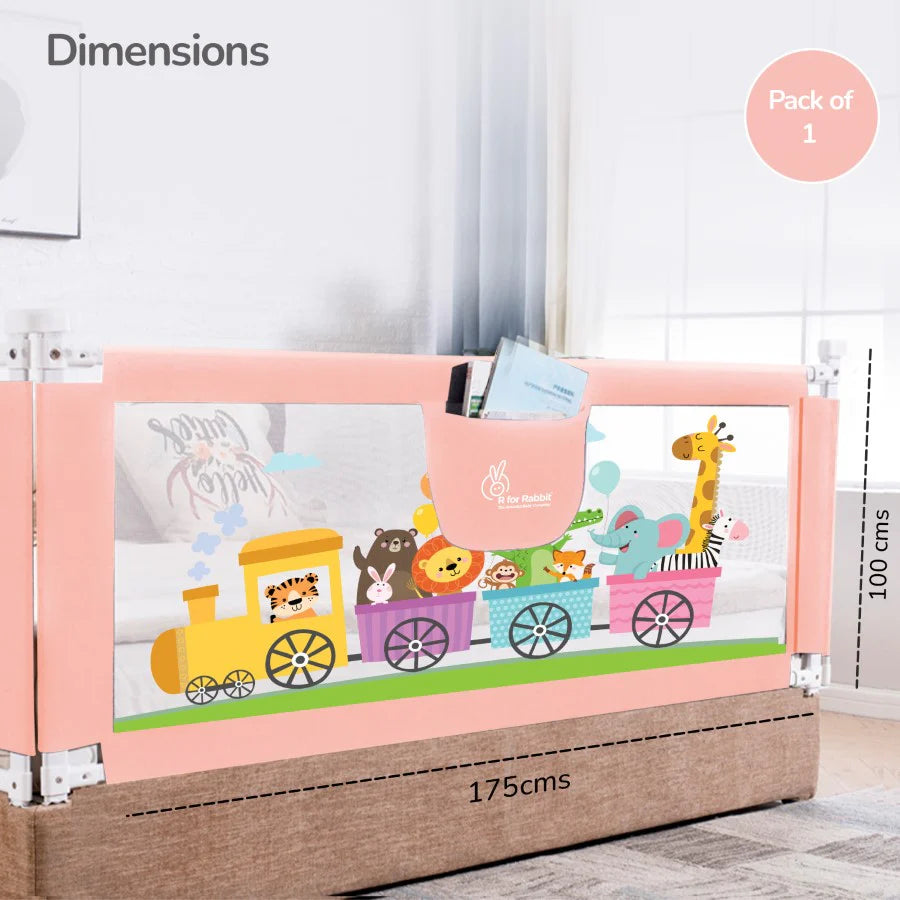 R for Rabbit Safari Bed Rail for Baby Easy Install, Anti-Fall Safeguard for Toddler Safety, Pink