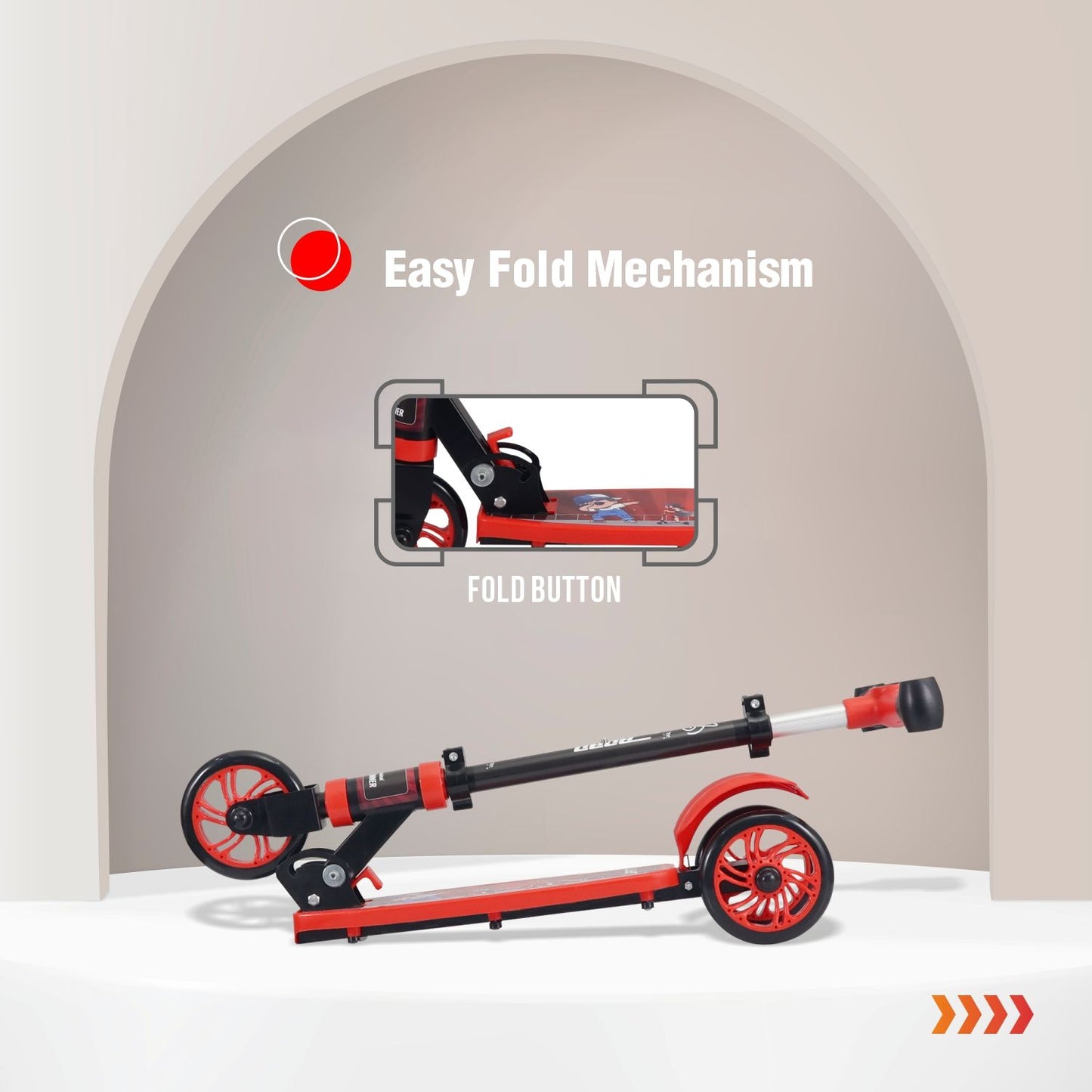 R for Rabbit Road Runner Drift Scooter - Metal Body, 3 Level Height Adjustment, Anti Slip Deck Red Black