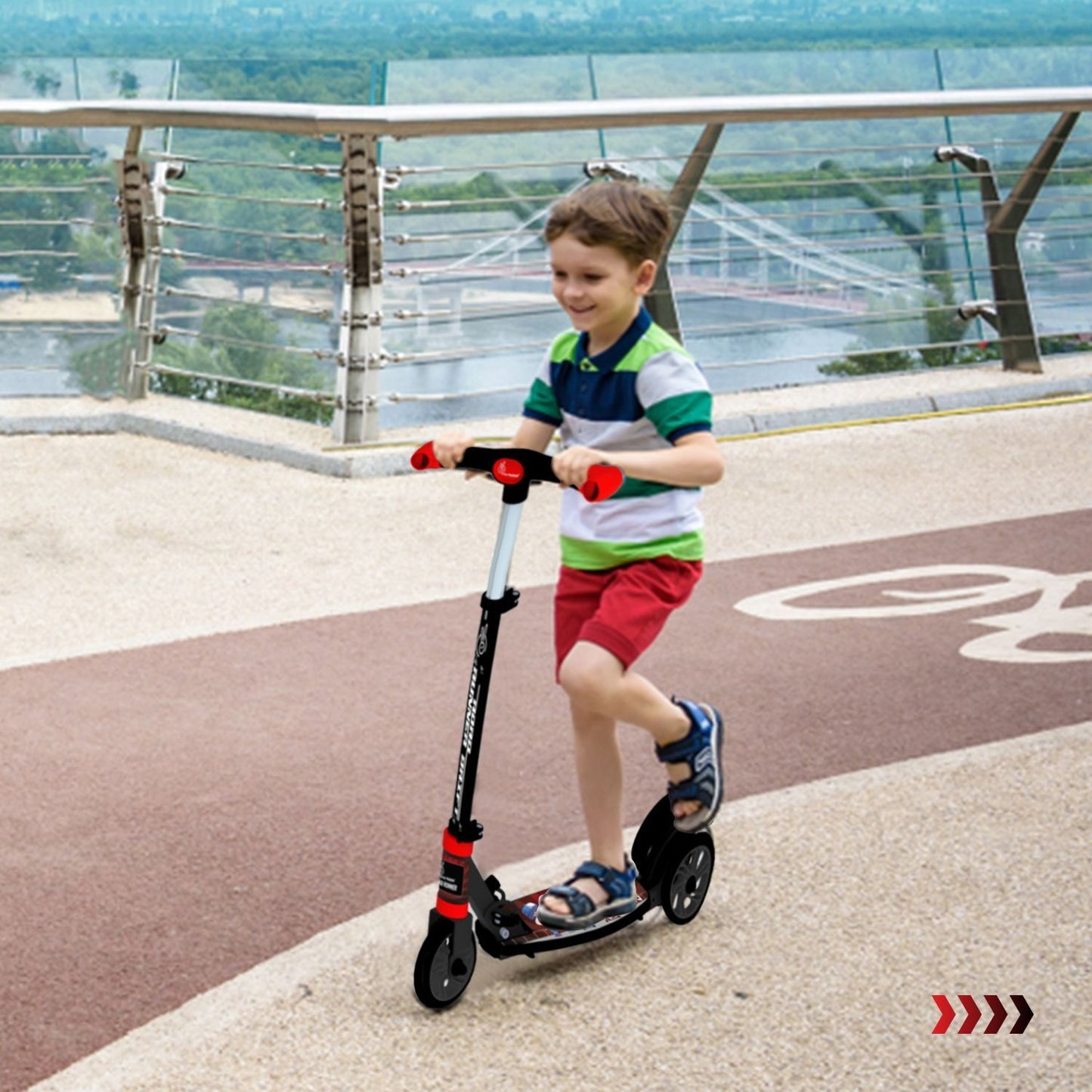 R for Rabbit Road Runner Drift Scooter - Metal Body, 3 Level Height Adjustment, Anti Slip Deck Pure Black