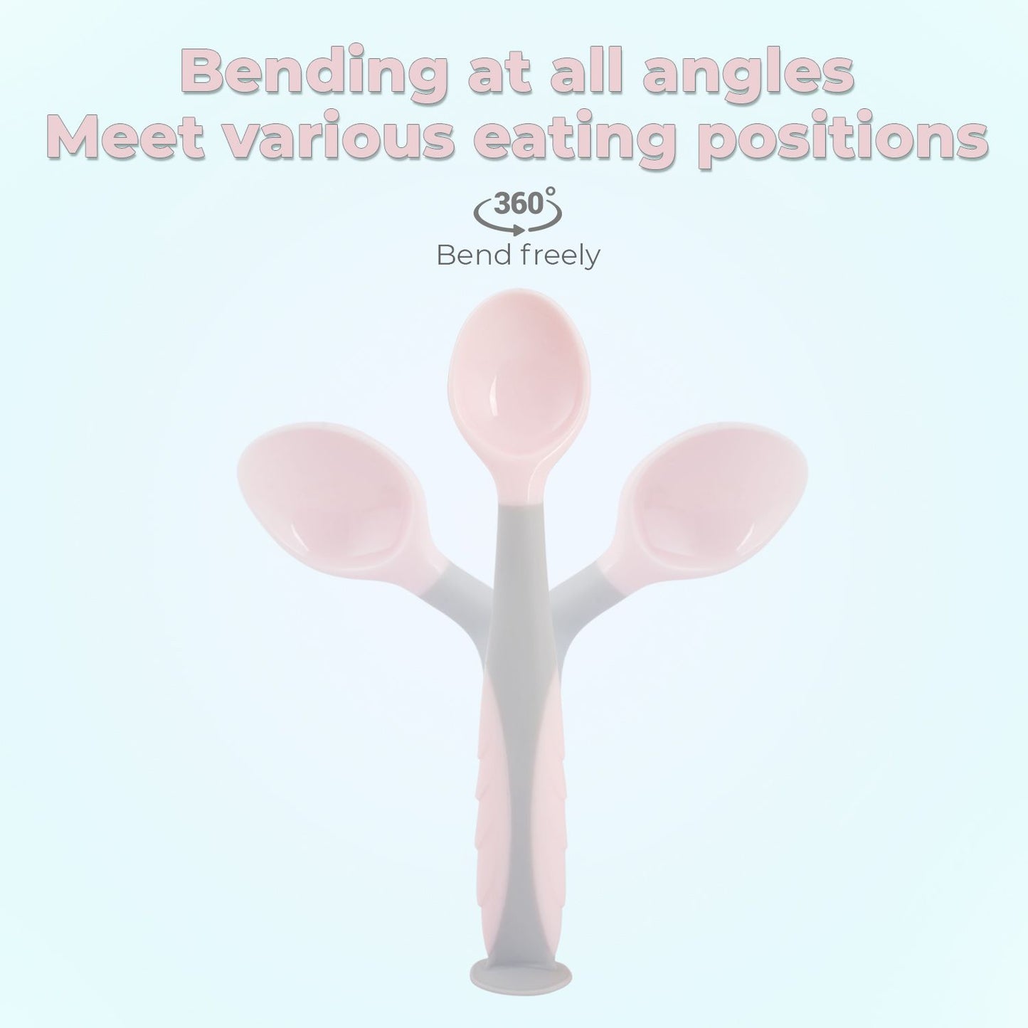 R for Rabbit Safe Feed Flexi Spoon Set For Baby Pink Grey