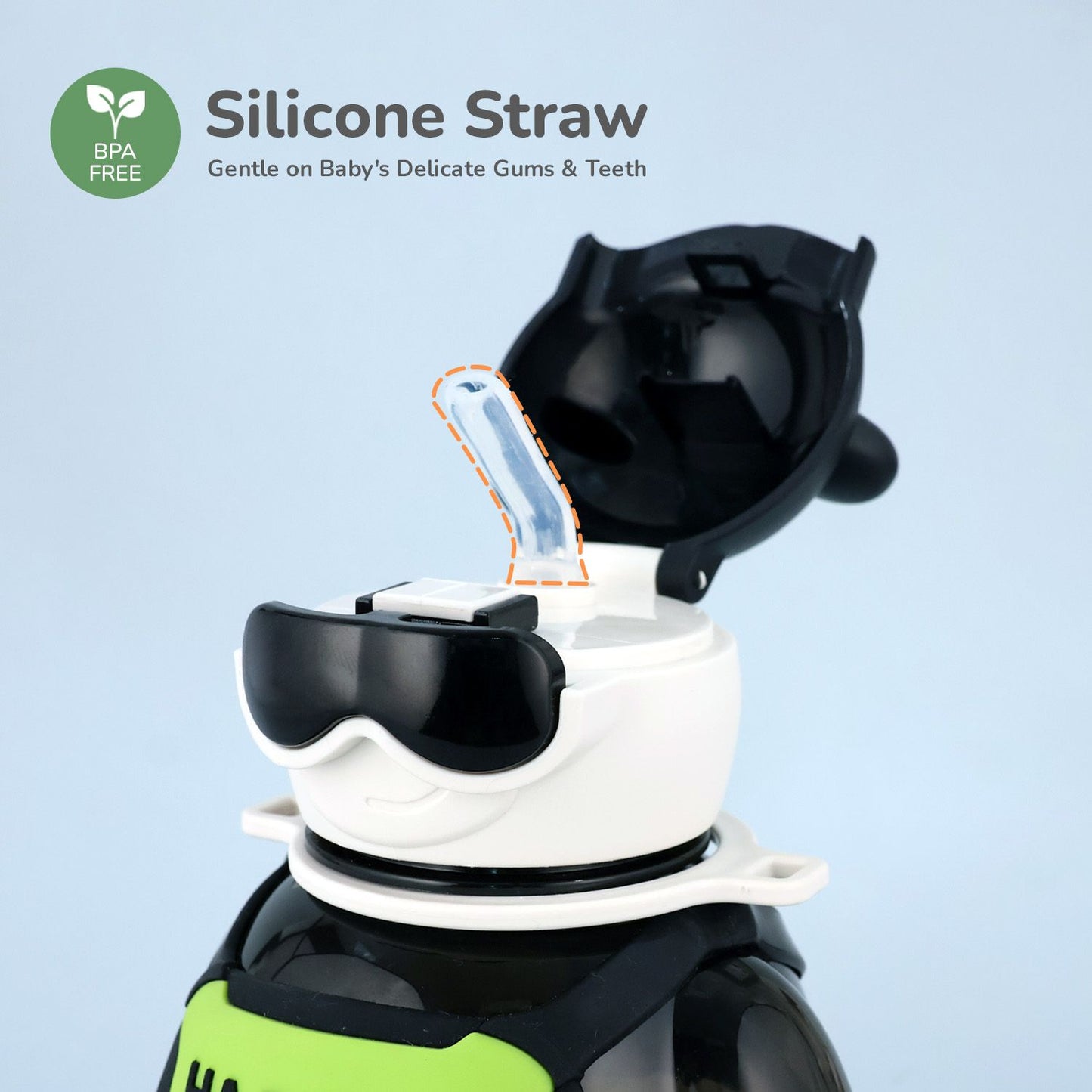 R for Rabbit Tritan Astro Baby Straw Sipper Bottle Black