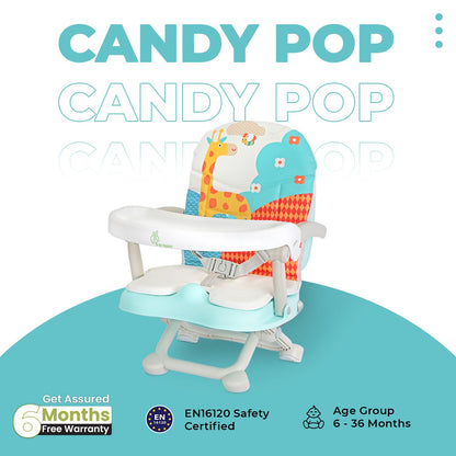 R  for Rabbit Candy Pop Booster Chair - 4 Level Height Adjustment, Light Weight, Travel Friendly Aqua Blue