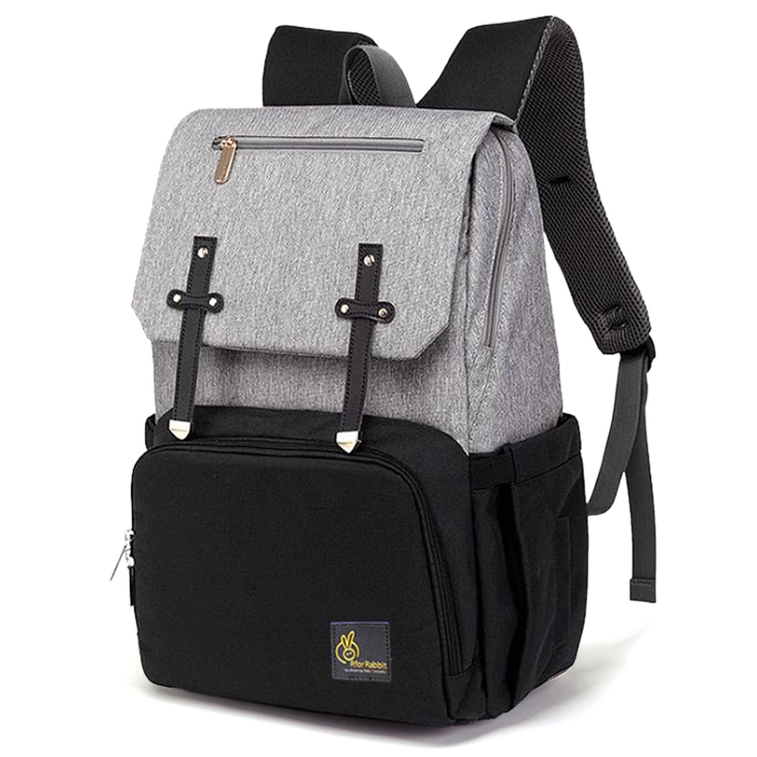 R for Rabbit Caramello Smart Diaper Bags For Mother With High-Quality Water-Resistant Material Grey Black