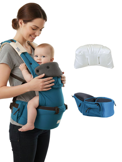 Polka Tots 6 in 1 Blue Hip Seat Baby Carrier with Airbag Seat