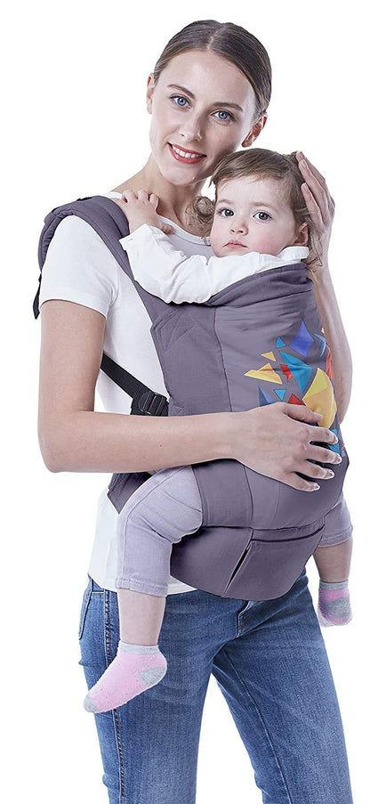 R for Rabbit Hug Me Elite Front & Back Carrier Position, Soft Linen Fabric, Wide Strap With Cap & Mobile Pocket Dark Grey