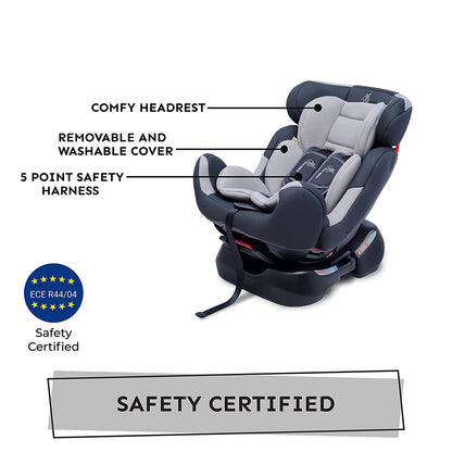 R for Rabbit Jack N Jill Grand Baby Car Seat For 0 To 7 Years Grey