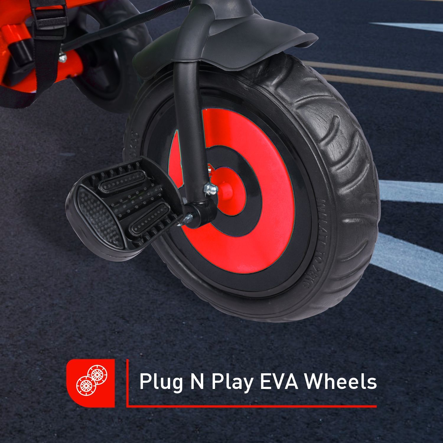 R for Rabbit Tiny Toes T20 Plus Tricycle - 2 In 1, Rubber Wheels, Adjustable Parental Control, Cup Holder Red