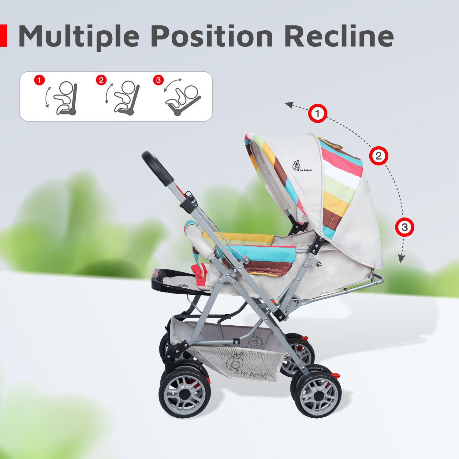 R for Rabbit Lollipop Lite Stroller - Travel Friendly, Easy To Fold, Reversible Handle, Wheel Lock, Adjustable Leg Rest Rainbow