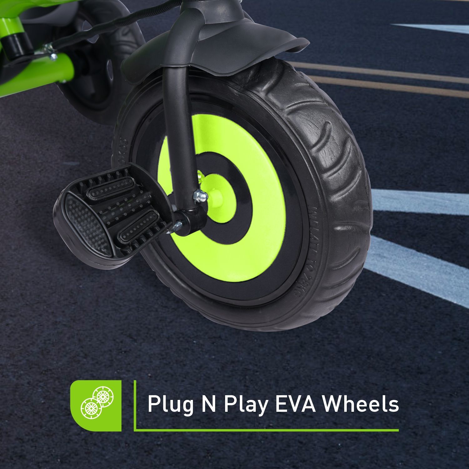 R for Rabbit Tiny Toes T20 Ace Tricycle - 2 In 1, EVA Wheels, Adjustable Parental Control, Cup Holder Green
