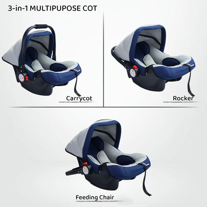 R for Rabbit Cozy 3 In 1 Multipurpose Baby Carry Cot Black Grey