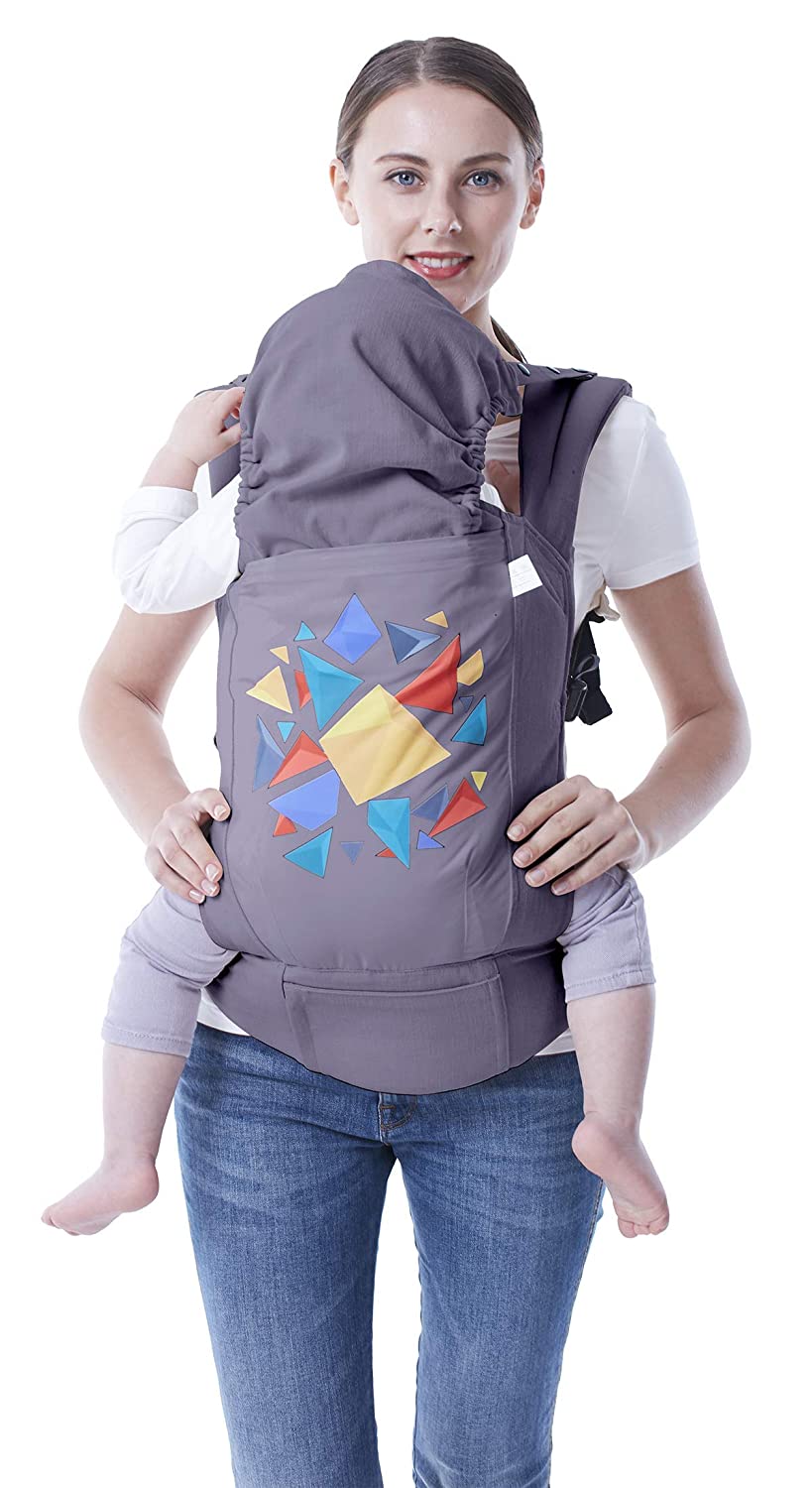 R for Rabbit Hug Me Elite Front & Back Carrier Position, Soft Linen Fabric, Wide Strap With Cap & Mobile Pocket Dark Grey
