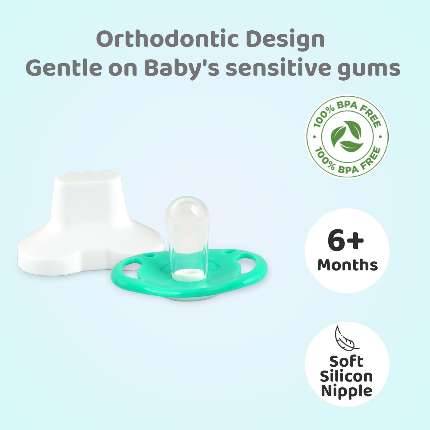 R for Rabbit Apple Pacifier Ultra Soft Silicone Nipple (L) Green