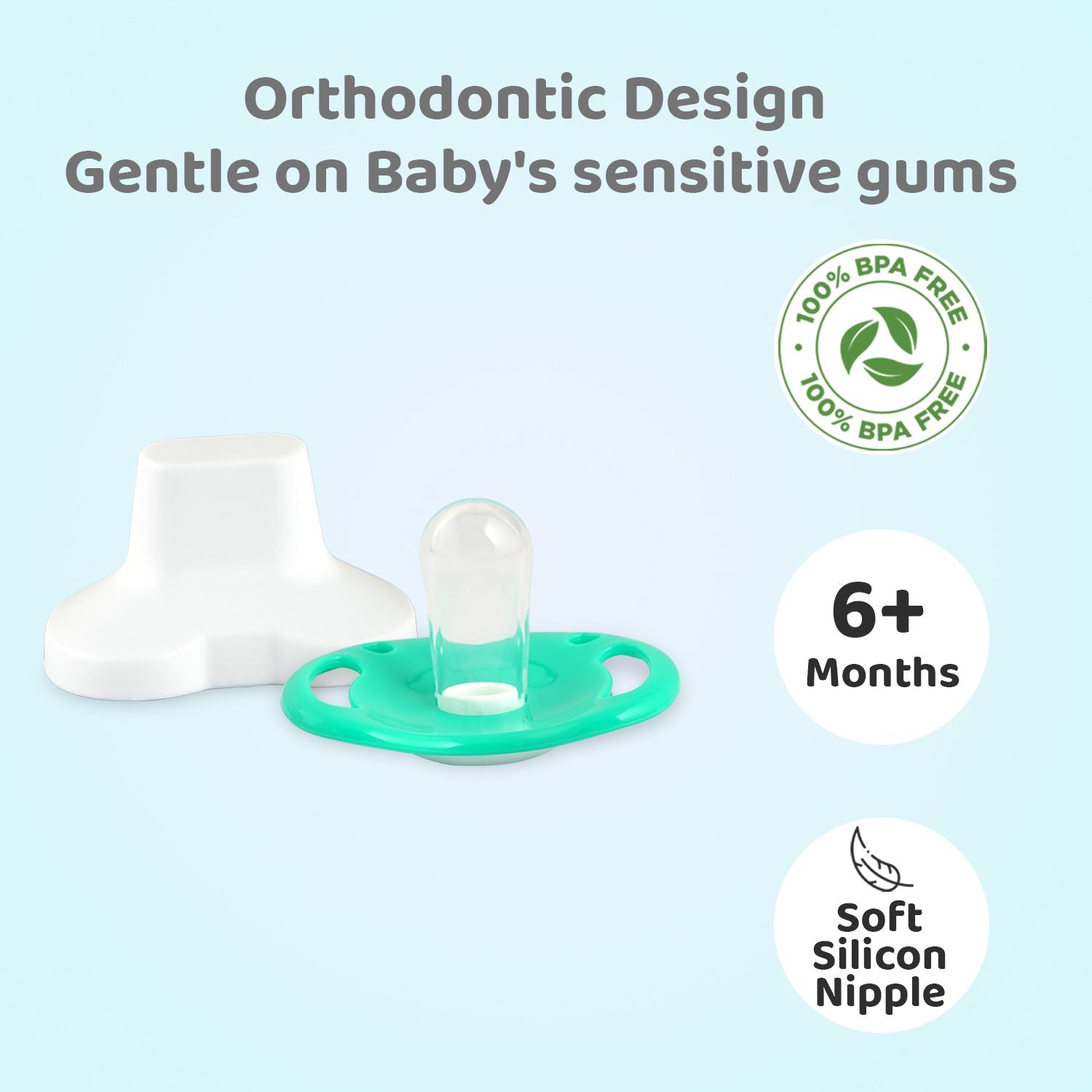 R for Rabbit Apple Pacifier Ultra Soft Silicone Nipple (L) Green