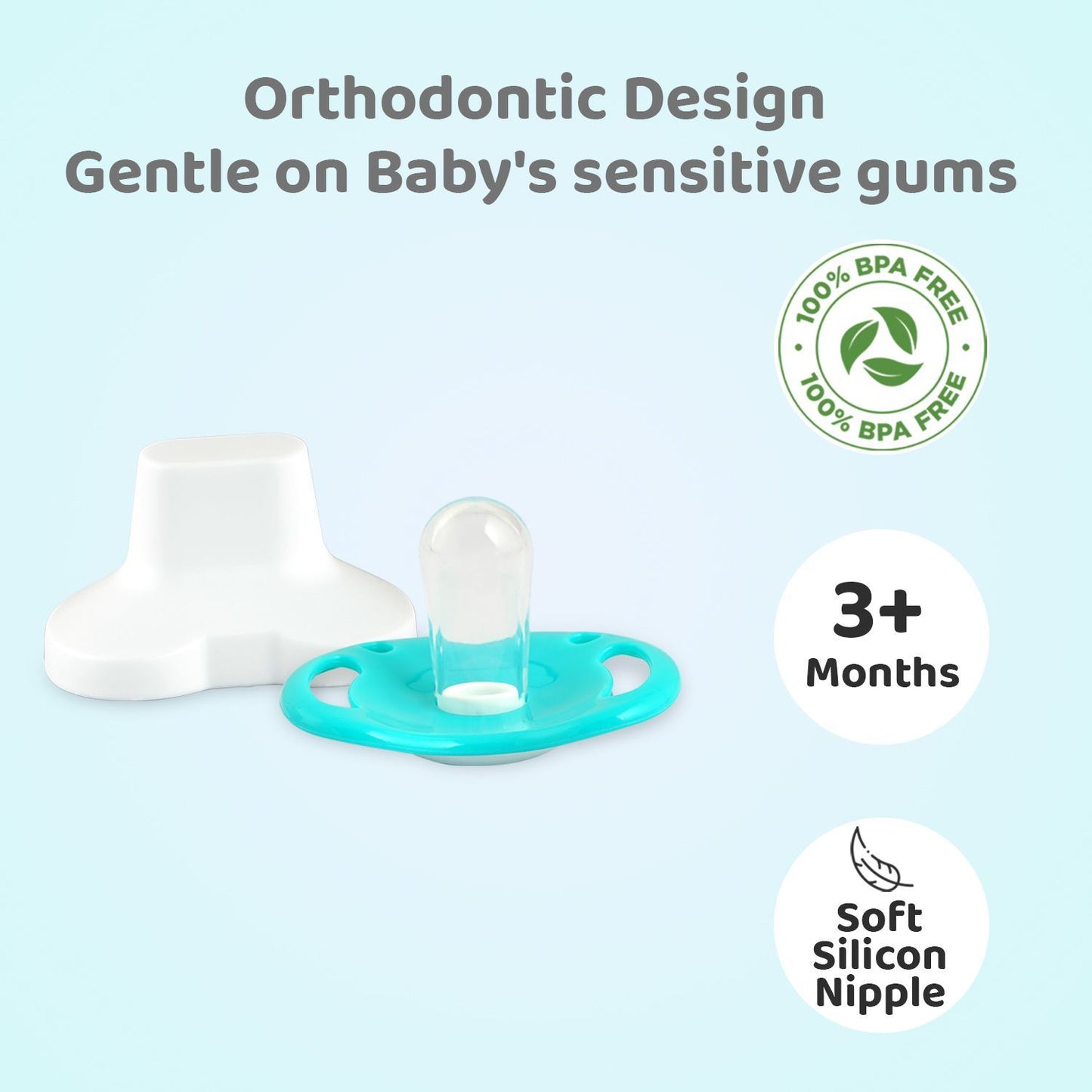 R for Rabbit Apple Pacifier Ultra Soft Silicone Nipple (L) Blue