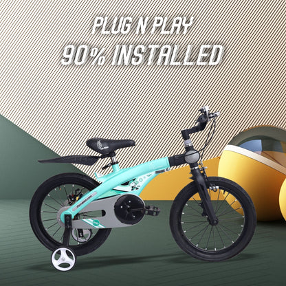 R for Rabbit Tiny Toes Jazz 14T Bicycle - Adjustable Structure, Seat & Handlebar, 90% Installed Lake Blue