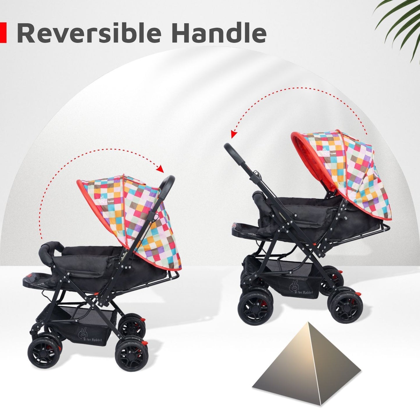 R for Rabbit Lollipop Lite Stroller - Travel Friendly, Easy To Fold, Reversible Handle, Wheel Lock, Adjustable Leg Rest Black Mullti