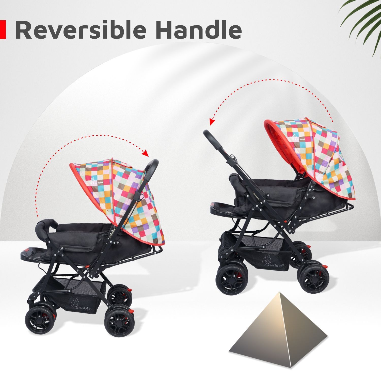 R for Rabbit Lollipop Lite Stroller - Travel Friendly, Easy To Fold, Reversible Handle, Wheel Lock, Adjustable Leg Rest Black Mullti