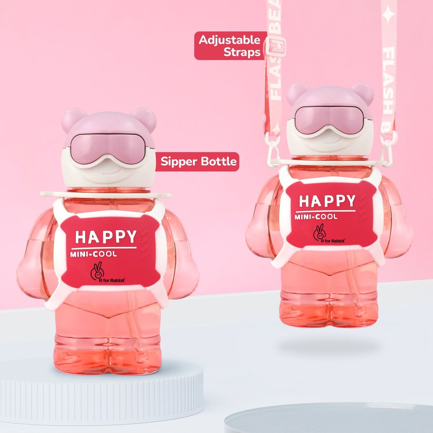 R for Rabbit Tritan Astro Baby Straw Sipper Bottle Pink