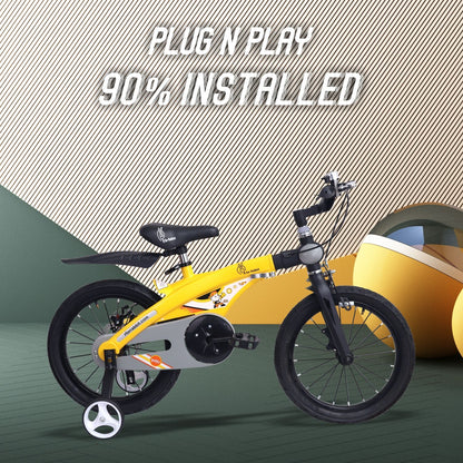 R for Rabbit Tiny Toes Jazz 14T Bicycle - Adjustable Structure, Seat & Handlebar, 90% Installed Yellow
